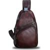 imageGenuine Leather Sling Bag Crossbody Purse Handmade Hiking Daypack Motorcycle Bag Retro Shoulder Backpack Vintage Chest Bag CoffeeCoffee