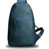 imageGenuine Leather Sling Bag Crossbody Purse Handmade Hiking Daypack Motorcycle Bag Retro Shoulder Backpack Vintage Chest Bag CoffeeNavyblue