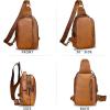 imageGenuine Leather Sling Bag Crossbody Purse Retro Handmade Hiking Daypack Motorcycle Shoulder Backpack Vintage Chest Bags CoffeeBrown