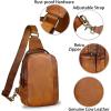imageGenuine Leather Sling Bag Crossbody Purse Retro Handmade Hiking Daypack Motorcycle Shoulder Backpack Vintage Chest Bags CoffeeBrown