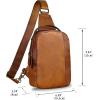 imageGenuine Leather Sling Bag Crossbody Purse Retro Handmade Hiking Daypack Motorcycle Shoulder Backpack Vintage Chest Bags CoffeeBrown
