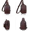 imageGenuine Leather Sling Bag Crossbody Purse Retro Handmade Hiking Daypack Motorcycle Shoulder Backpack Vintage Chest Bags CoffeeCoffee