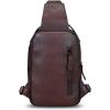 imageGenuine Leather Sling Bag Crossbody Purse Retro Handmade Hiking Daypack Motorcycle Shoulder Backpack Vintage Chest Bags CoffeeCoffee