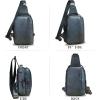 imageGenuine Leather Sling Bag Crossbody Purse Retro Handmade Hiking Daypack Motorcycle Shoulder Backpack Vintage Chest Bags CoffeeNavyblue