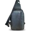 imageGenuine Leather Sling Bag Crossbody Purse Retro Handmade Hiking Daypack Motorcycle Shoulder Backpack Vintage Chest Bags CoffeeNavyblue