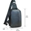 imageGenuine Leather Sling Bag Crossbody Purse Retro Handmade Hiking Daypack Motorcycle Shoulder Backpack Vintage Chest Bags CoffeeNavyblue