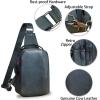 imageGenuine Leather Sling Bag Crossbody Purse Retro Handmade Hiking Daypack Motorcycle Shoulder Backpack Vintage Chest Bags CoffeeNavyblue