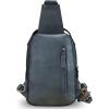 imageGenuine Leather Sling Bag Crossbody Purse Retro Handmade Hiking Daypack Motorcycle Shoulder Backpack Vintage Chest Bags CoffeeNavyblue