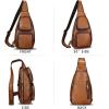 imageGenuine Leather Sling Bag Hiking Sling Backpacks Retro Handmade Crossbody Purse Chest Daypack Antitheft Shoulder Bag Brown