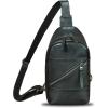 imageGenuine Leather Sling Bag Men and Women Vintage Handmade Leather Sling Backpack Shoulder Crossbody Bag Chest PurseBlack