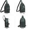 imageGenuine Leather Sling Bag Men and Women Vintage Handmade Leather Sling Backpack Shoulder Crossbody Bag Chest PurseBlack
