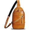 imageGenuine Leather Sling Bag Men and Women Vintage Handmade Leather Sling Backpack Shoulder Crossbody Bag Chest PurseBrown