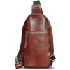 imageGenuine Leather Sling Bag Men and Women Vintage Handmade Leather Sling Backpack Shoulder Crossbody Bag Chest PurseCoffee