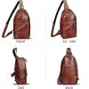 imageGenuine Leather Sling Bag Men and Women Vintage Handmade Leather Sling Backpack Shoulder Crossbody Bag Chest PurseCoffee