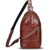 imageGenuine Leather Sling Bag Men and Women Vintage Handmade Leather Sling Backpack Shoulder Crossbody Bag Chest PurseCoffee