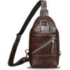 imageGenuine Leather Sling Bag Men and Women Vintage Handmade Leather Sling Backpack Shoulder Crossbody Bag Chest PurseDark Coffee