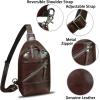 imageGenuine Leather Sling Bag Men and Women Vintage Handmade Leather Sling Backpack Shoulder Crossbody Bag Chest PurseDark Coffee