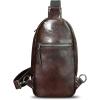 imageGenuine Leather Sling Bag Men and Women Vintage Handmade Leather Sling Backpack Shoulder Crossbody Bag Chest PurseDark Coffee
