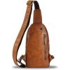 imageGenuine Leather Sling Bag for Man and Women Crossbody Purse Handmade Retro Shoulder Backpack Vintage Chest BagsBrown