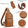 imageGenuine Leather Sling Bag for Man and Women Crossbody Purse Handmade Retro Shoulder Backpack Vintage Chest BagsBrown