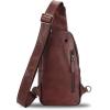 imageGenuine Leather Sling Bag for Man and Women Crossbody Purse Handmade Retro Shoulder Backpack Vintage Chest BagsCoffee