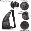 imageGenuine Leather Sling Bag for Men Vintage Handmade Crossbody Daypack Hiking Backpack Retro Crossbody Shoulder Bags LightCoffeeDarkcoffee