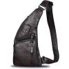 imageGenuine Leather Sling Bag for Men Vintage Handmade Crossbody Daypack Hiking Backpack Retro Crossbody Shoulder Bags LightCoffeeDarkcoffee