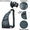 imageGenuine Leather Sling Bag for Men Vintage Handmade Crossbody Daypack Hiking Backpack Retro Crossbody Shoulder Bags LightCoffeeGrey