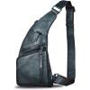 imageGenuine Leather Sling Bag for Men Vintage Handmade Crossbody Daypack Hiking Backpack Retro Crossbody Shoulder Bags LightCoffeeGrey