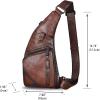 imageGenuine Leather Sling Bag for Men Vintage Handmade Crossbody Daypack Hiking Backpack Retro Crossbody Shoulder Bags LightCoffeeLightcoffee