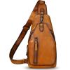 imageGenuine Leather Sling Bag for Men and Women Real Leather Shoulder Crossbody Bag Chest Bag Sling Backpack PurseBrown