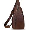 imageGenuine Leather Sling Bag for Men and Women Real Leather Shoulder Crossbody Bag Chest Bag Sling Backpack PurseCoffee