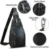 imageGenuine Leather Sling Bag for Men and Women Real Leather Shoulder Crossbody Bag Chest Bag Sling Backpack PurseDarkgrey
