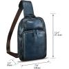 imageGenuine Leather Sling Bag for Men and Women Vintage Leather Sling Backpack Crossbody Bag Chest purse for 11 Inch Ipad ProBlue