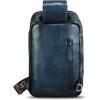 imageGenuine Leather Sling Bag for Men and Women Vintage Leather Sling Backpack Crossbody Bag Chest purse for 11 Inch Ipad ProBlue