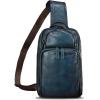 imageGenuine Leather Sling Bag for Men and Women Vintage Leather Sling Backpack Crossbody Bag Chest purse for 11 Inch Ipad ProBlue