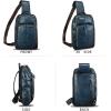 imageGenuine Leather Sling Bag for Men and Women Vintage Leather Sling Backpack Crossbody Bag Chest purse for 11 Inch Ipad ProBlue