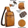 imageGenuine Leather Sling Bag for Men and Women Vintage Leather Sling Backpack Crossbody Bag Chest purse for 11 Inch Ipad ProBrown