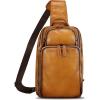imageGenuine Leather Sling Bag for Men and Women Vintage Leather Sling Backpack Crossbody Bag Chest purse for 11 Inch Ipad ProBrown
