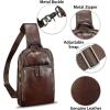 imageGenuine Leather Sling Bag for Men and Women Vintage Leather Sling Backpack Crossbody Bag Chest purse for 11 Inch Ipad ProCoffee
