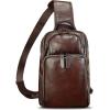 imageGenuine Leather Sling Bag for Men and Women Vintage Leather Sling Backpack Crossbody Bag Chest purse for 11 Inch Ipad ProCoffee