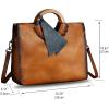 imageGenuine Leather Top Handle Handbag for Women Vintage Satchel Retro Cowhide Handmade Crossbody Bag Purses Brown