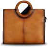 imageGenuine Leather Top Handle Handbag for Women Vintage Satchel Retro Cowhide Handmade Crossbody Bag Purses Brown