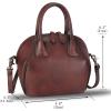 imageGenuine Leather Top Handle Satchel Purse for Women Vintage Handmade Handbag Retro Designer Crossbody Bags Coffee