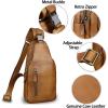 imageLRTO Genuine Leather Silng Bag for Men and Women Fashion Real Leather Sling Backpack Shoulder Crossbody Bag Chest PurseBrown