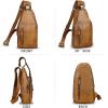 imageLRTO Genuine Leather Silng Bag for Men and Women Fashion Real Leather Sling Backpack Shoulder Crossbody Bag Chest PurseBrown