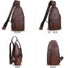 imageLRTO Genuine Leather Silng Bag for Men and Women Fashion Real Leather Sling Backpack Shoulder Crossbody Bag Chest PurseCoffee