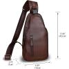 imageLRTO Genuine Leather Silng Bag for Men and Women Fashion Real Leather Sling Backpack Shoulder Crossbody Bag Chest PurseCoffee