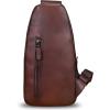imageLRTO Genuine Leather Silng Bag for Men and Women Fashion Real Leather Sling Backpack Shoulder Crossbody Bag Chest PurseCoffee