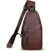 imageLRTO Genuine Leather Silng Bag for Men and Women Fashion Real Leather Sling Backpack Shoulder Crossbody Bag Chest PurseCoffee